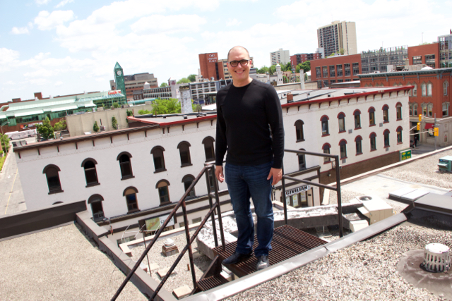 Frank Voisin on the roof of 8 Queen