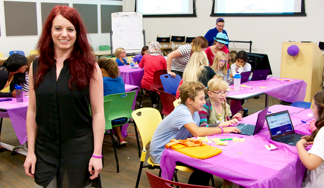 Kelly McGregor instructing the Girls Learning Code camp